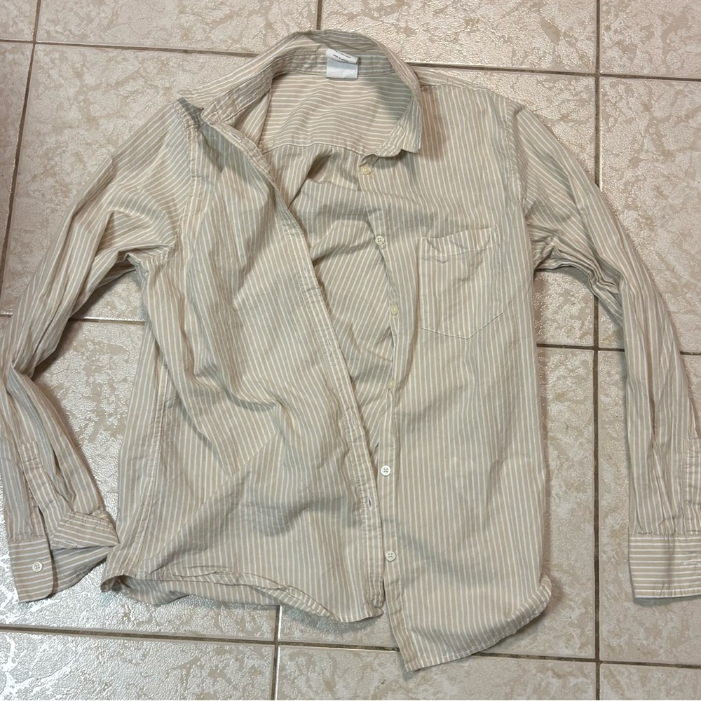 GAP Beige and White Striped Shirt